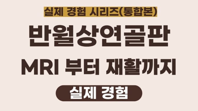 반월상연골판 실제경험시리즈의 썸네일입니다. realcarelog운영자가 실제 경험한 무릎 통증부터 재활까지의 기록_통합본입니다.